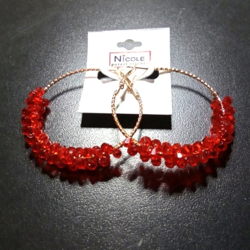 3 for $15 Red / Gold Hoop Earrings